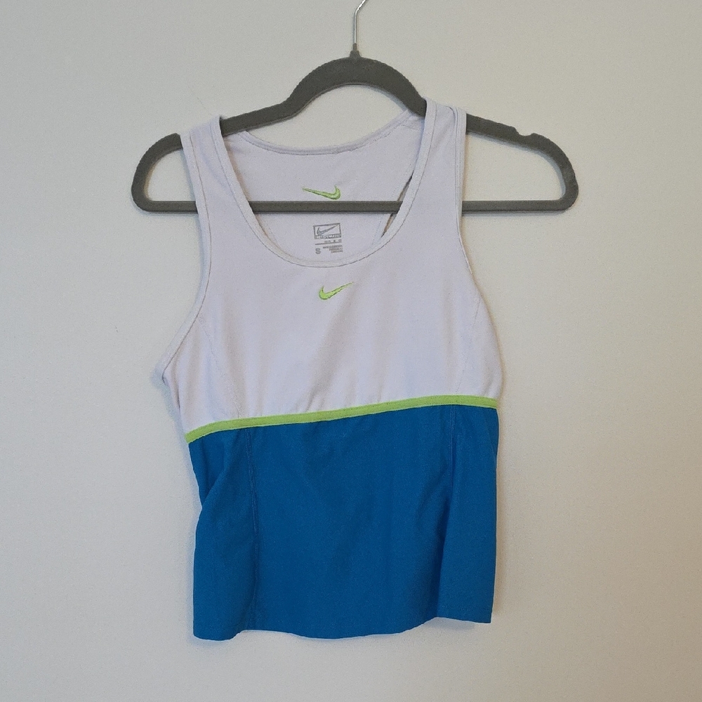 Nike White and Blue Tank Top